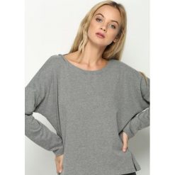 Ciemnoszara Bluzka Price of Beauty. Szare bluzki longsleeves Born2be, m, w paski, z okrągłym kołnierzem. Za 59,99 zł.