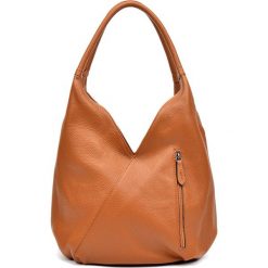 Shopper bag damskie: Skórzana torebka w kolorze koniaku – (S)38 x (W)38 x (G)19 cm