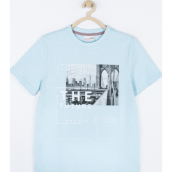 Koszulka. Niebieskie t-shirty chłopięce YOUTH, z aplikacjami, z bawełny, z krótkim rękawem. Za 45,90 zł.