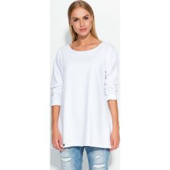 Bluzy damskie: Biała Lekka Bluza Trapezowa