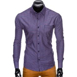 KOSZULA MĘSKA W KRATĘ Z DŁUGIM RĘKAWEM K423 - GRANATOWA/CZERWONA. Czerwone koszule męskie na spinki marki Ombre Clothing, m, z długim rękawem. Za 69,00 zł.