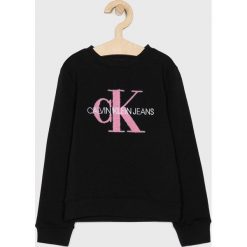 Calvin Klein Jeans - Bluza dziecięca 104-176 cm. Czarne bluzy dziewczęce Calvin Klein Jeans, z aplikacjami, z elastanu, bez rękawów, bez kaptura. W wyprzedaży za 249,90 zł.