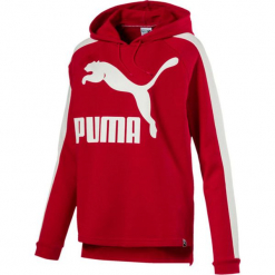 Bluza w kolorze czerwonym. Czerwone bluzy z kieszeniami damskie marki Puma, xs, z nadrukiem, prążkowane. W wyprzedaży za 113,95 zł.