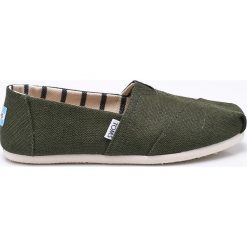 Toms - Espadryle Classic. Żółte espadryle damskie Toms, bez wzorów, ze skóry, bez obcasa, na obcasie. W wyprzedaży za 159,90 zł.