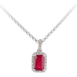Złoty naszyjnik z diamentami i rubinem - dł. 40 cm. Szare naszyjniki damskie REVONI, z diamentem, złote. W wyprzedaży za 1059,95 zł.