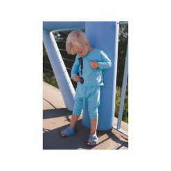 BLUZKA LUIS TURQUOISE. Niebieskie t-shirty chłopięce marki M-art-a-baby, z aplikacjami, z długim rękawem. Za 54,00 zł.