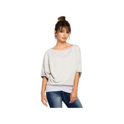 B048 Bluza oversize z rękawami kimono. Białe bluzy damskie BE, xl, bez wzorów, z jeansu, bez rękawów, bez kaptura. Za 119,00 zł.