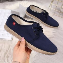 Tenisówki damskie espadryle granatowe Big Star FF276042. Espadryle damskie BIG STAR, bez wzorów, bez zapięcia. Za 109,99 zł.