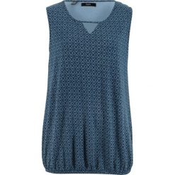 Top z gumką bonprix ciemnoniebieski z nadrukiem. Niebieskie bluzki damskie marki bonprix, z nadrukiem. Za 44,99 zł.
