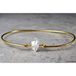 Bransoletki damskie: Pozłacana bransoletka z diamentem Herkimer