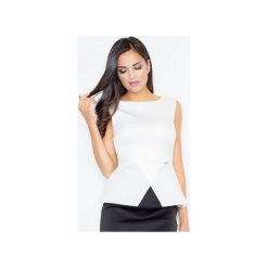 Bluzka M382 Ecru. Brązowe bluzki damskie FIGL, m, bez wzorów, eleganckie, z klasycznym kołnierzykiem, bez rękawów. Za 89,00 zł.
