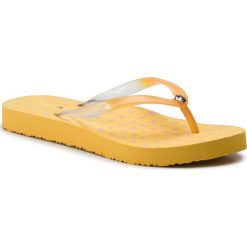 Japonki TOMMY HILFIGER - Colorful Tommy Flat Beach Sandal FW0FW04240 Spectra Yellow 730. Żółte klapki damskie TOMMY HILFIGER, bez wzorów, z tworzywa sztucznego, bez obcasa. Za 139,00 zł.
