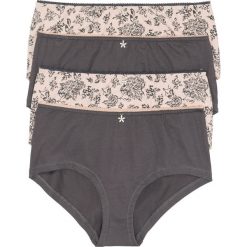 Figi "maxy" (4 pary) z połyskującymi kamieniami bonprix szaro-beżowy z nadrukiem. Brązowe figi damskie marki bonprix, z nadrukiem. Za 39,96 zł.