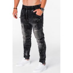 SPODNIE MĘSKIE JOGGERY P675 - CZARNE. Czarne joggery męskie Ombre Clothing, z bawełny. Za 89,00 zł.