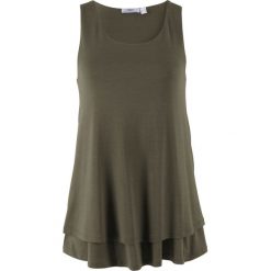 Top dwuwarstwowy bonprix ciemnooliwkowy. Zielone topy damskie bonprix. Za 54,99 zł.