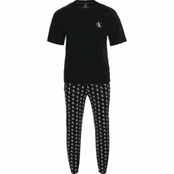 Calvin Klein Piżama męska NM1787E S/S Jogger PJ Set XL czarna. Czarne piżamy męskie Calvin Klein, s, bez wzorów, z krótkim rękawem. W wyprzedaży za 219,00 zł.