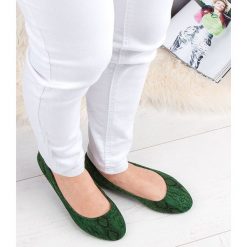 Balerinki damskie Abloom 9988-136 Zielone. Zielone baleriny damskie ABLOOM, bez wzorów, z tworzywa sztucznego, eleganckie, bez obcasa, na płaskiej podeszwie. Za 49,00 zł.