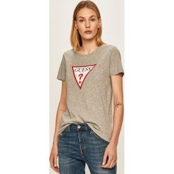 Guess Jeans - T-shirt. Szare bluzki damskie Guess Jeans, s, z nadrukiem, z bawełny, z okrągłym kołnierzem. W wyprzedaży za 79,90 zł.