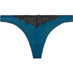 Stringi mini bonprix niebieskozielony morski - czarny. Niebieskie majtki damskie bonprix, z koronki. Za 24,99 zł.
