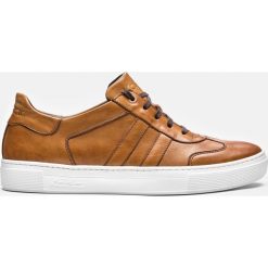 Trampki męskie brązowe. Pomarańczowe buty sportowe męskie marki Kazar, ze skóry. Za 449,00 zł.
