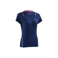Koszulka krótki rękaw do biegania RUN DRY+ damska. Niebieskie t-shirty damskie marki KALENJI, z elastanu. W wyprzedaży za 29,99 zł.