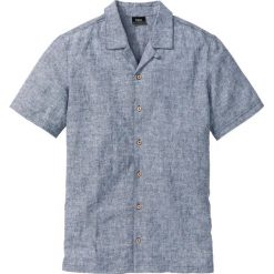 Koszula z lnem bonprix ciemnoniebieski melanż. Niebieskie koszule męskie bonprix, xl, bez wzorów, bez kołnierzyka, bez rękawów. Za 99,99 zł.