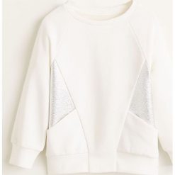 Mango Kids - Bluza dziecięca Plata 110-164 cm. Białe bluzy dziewczęce Mango Kids, z aplikacjami, z elastanu, bez rękawów, bez kaptura. Za 79,90 zł.