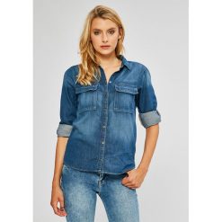 Pepe Jeans - Koszula. Niebieskie bluzki damskie Pepe Jeans, s, bez wzorów, z bawełny, klasyczne, z klasycznym kołnierzykiem, z długim rękawem. W wyprzedaży za 249,90 zł.