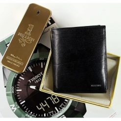 KRENIG El Dorado 11040 - ESKLUZYWNY czarny SKÓRZANY PORTFEL MĘSKI w pudełku - Czarny. Czarne portfele męskie Krenig, bez wzorów, ze skóry. Za 143,99 zł.