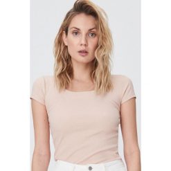 Gładka koszulka - Beżowy. Brązowe koszulki damskie Sinsay, s, bez wzorów, bez kołnierzyka, bez rękawów. Za 29,99 zł.