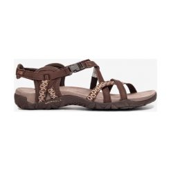 Merrell District Mendi Backstrap Sandały Brązowy. Pomarańczowe sandały damskie Merrell, w paski, z materiału, bez obcasa, z paskami. Za 343,95 zł.