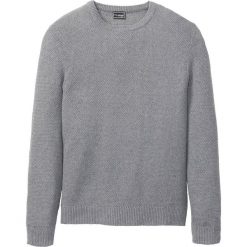 Sweter z dzianiny w strukturalny wzór bonprix szary melanż. Szare swetry męskie bonprix, xl, melanż, z dzianiny, z okrągłym kołnierzem. Za 37,99 zł.
