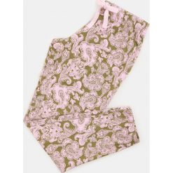 Spodnie piżamowe z nadrukiem - Khaki. Brązowe piżamy damskie Sinsay, s, z nadrukiem, bez rękawów. Za 39,99 zł.