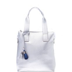 Shopper bag damskie: Srebrna miejska torebka QUIOSQUE