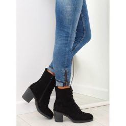 Sznurowane botki na obcasie czarne 3638 BLACK II GATUNEK. Czarne botki damskie obuwie damskie, z zamszu, eleganckie, przed kolano, na wysokim obcasie, na obcasie, na sznurówki. Za 39,02 zł.