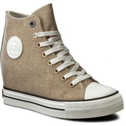 Sneakersy BIG STAR - W274676 Gold. Żółte półbuty damskie BIG STAR, bez wzorów, z gumy, retro, bez obcasa, na obcasie, bez zapięcia. W wyprzedaży za 89,00 zł.