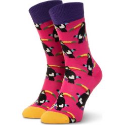 Skarpety Wysokie Unisex HAPPY SOCKS - TOU01-3500 Kolorowy Różowy. Różowe skarpetki damskie Happy Socks, bez wzorów, z elastanu. Za 39,90 zł.