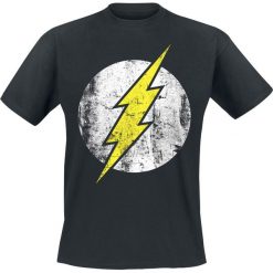 The Flash Distressed Logo T-Shirt czarny. Czarne t-shirty męskie z nadrukiem The Flash, xl, z okrągłym kołnierzem. Za 89,90 zł.
