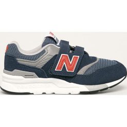New Balance - Buty dziecięce PZ997HAY. Niebieskie trampki chłopięce New Balance, bez wzorów, ze skóry, sportowe, z okrągłym noskiem, bez zapięcia. Za 249,90 zł.