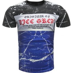 Koszulka męska t-shirt z nadrukiem niebieski Recea. Niebieskie koszulki męskie Recea, s, z nadrukiem, z bawełny, klasyczne, bez kołnierzyka, bez rękawów. Za 29,99 zł.