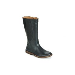 Kozaki Kickers TAKIKO. Czarne kozaki damskie Kickers, bez obcasa, bez zapięcia. W wyprzedaży za 573,30 zł.