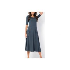 SUKIENKA ABO | Z KIESZENIAMI MIDI GRAFITOWA. Szare sukienki na komunię marki Meleksima, l, z materiału, midi, oversize. Za 125,30 zł.