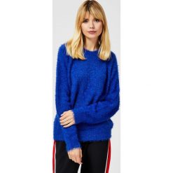 Sweter typu miś. Niebieskie swetry damskie Moodo, xl, bez wzorów, z nylonu, klasyczne, z długim rękawem, długie, bez kaptura. Za 69,99 zł.