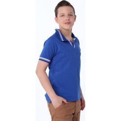 Koszulka polo chłopięca chabrowa NDZ4475. Niebieskie t-shirty chłopięce Fasardi, bez wzorów, bez rękawów. Za 49,00 zł.