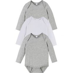 Body niemowlęce z długim rękawem (3 szt.), bawełna organiczna bonprix jasnoszary melanż - biały. Szare body niemowlęce bonprix, bez wzorów, z bawełny, wizytowe, z długim rękawem. Za 50,97 zł.