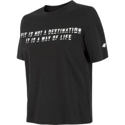 T-shirt damski TSD271 - głęboka czerń. Czarne t-shirty damskie 4f, bez wzorów, bez kołnierzyka. Za 29,99 zł.
