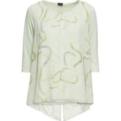 Tunika shirtowa bonprix jasnozielono-żółty wzorzysty. Zielone tuniki damskie bonprix, bez wzorów, bez kołnierzyka, bez rękawów. Za 49,99 zł.