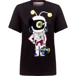 T-shirt No Ka'Oi ASTRONAUT. Czarne topy damskie No Ka Oi, z aplikacjami, z bawełny, z okrągłym kołnierzem. Za 920,00 zł.
