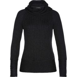 Sweter z golfem z kaszmirem bonprix antracytowy melanż. Szare swetry damskie bonprix, bez wzorów, z kaszmiru, bez rękawów, bez kaptura. Za 79,99 zł.