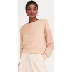 Bluza z łączonych materiałów - Beżowy. Brązowe bluzy damskie Reserved, s, bez wzorów, z materiału, bez rękawów, bez kaptura. Za 89,99 zł.